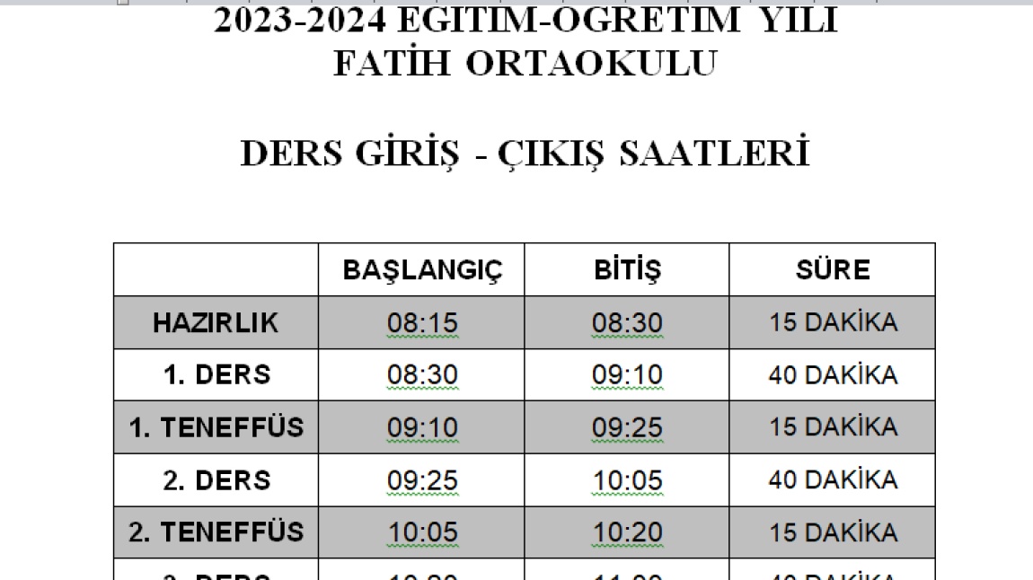 2023-2024 EĞİTİM ÖĞRETİM YILI OKUL BİLGİLERİMİZ